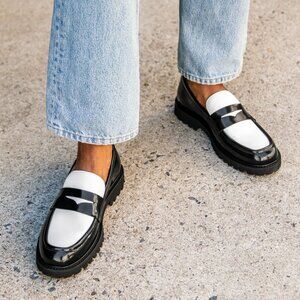 Thursday Boot Co - The Penny Loafer - Black and white leather